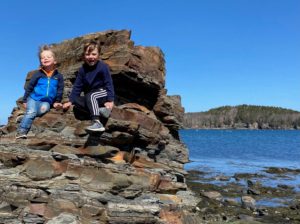 A life with no fear. Josiah and Asher on a rock.
