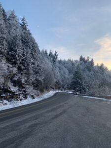 Snowy deserted road