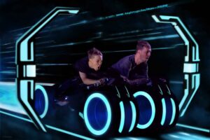 Father and son on roller coaster
